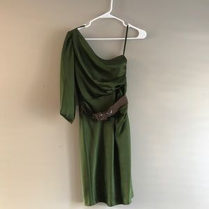 BCBG One shoulder Cocktail Dress w/ Belt Size 4
